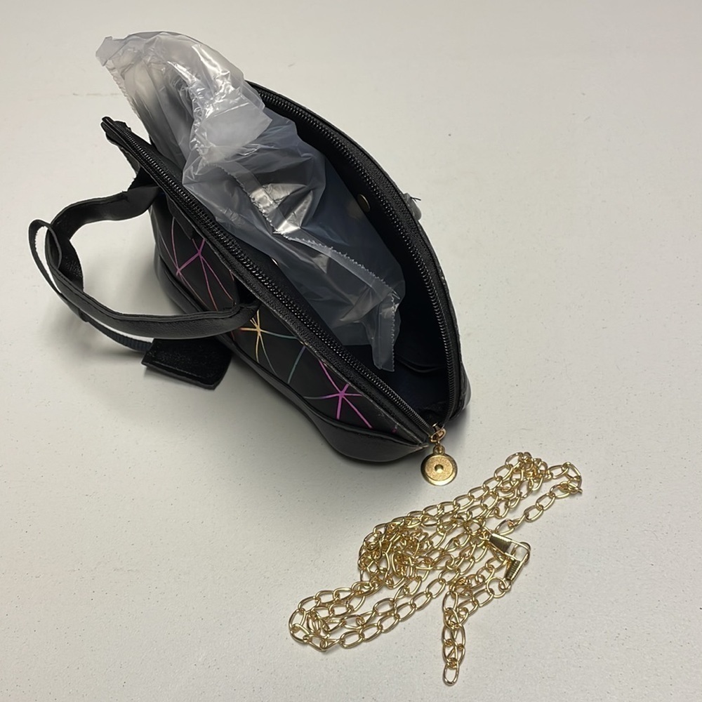 Black Geometric Ombre Design Dome Mini Bag - Picture 9 of 14